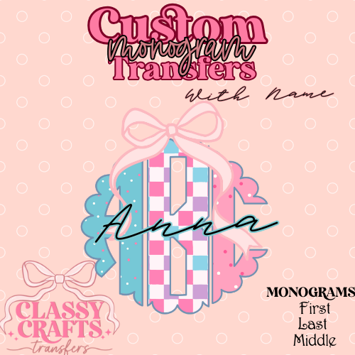 Multi Color Pastel - Custom Monogram Transfer