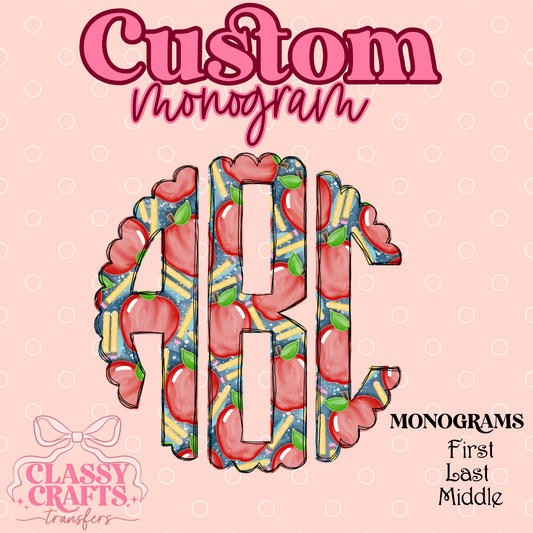 Blue Apple Pencil  - Custom Monogram Transfer