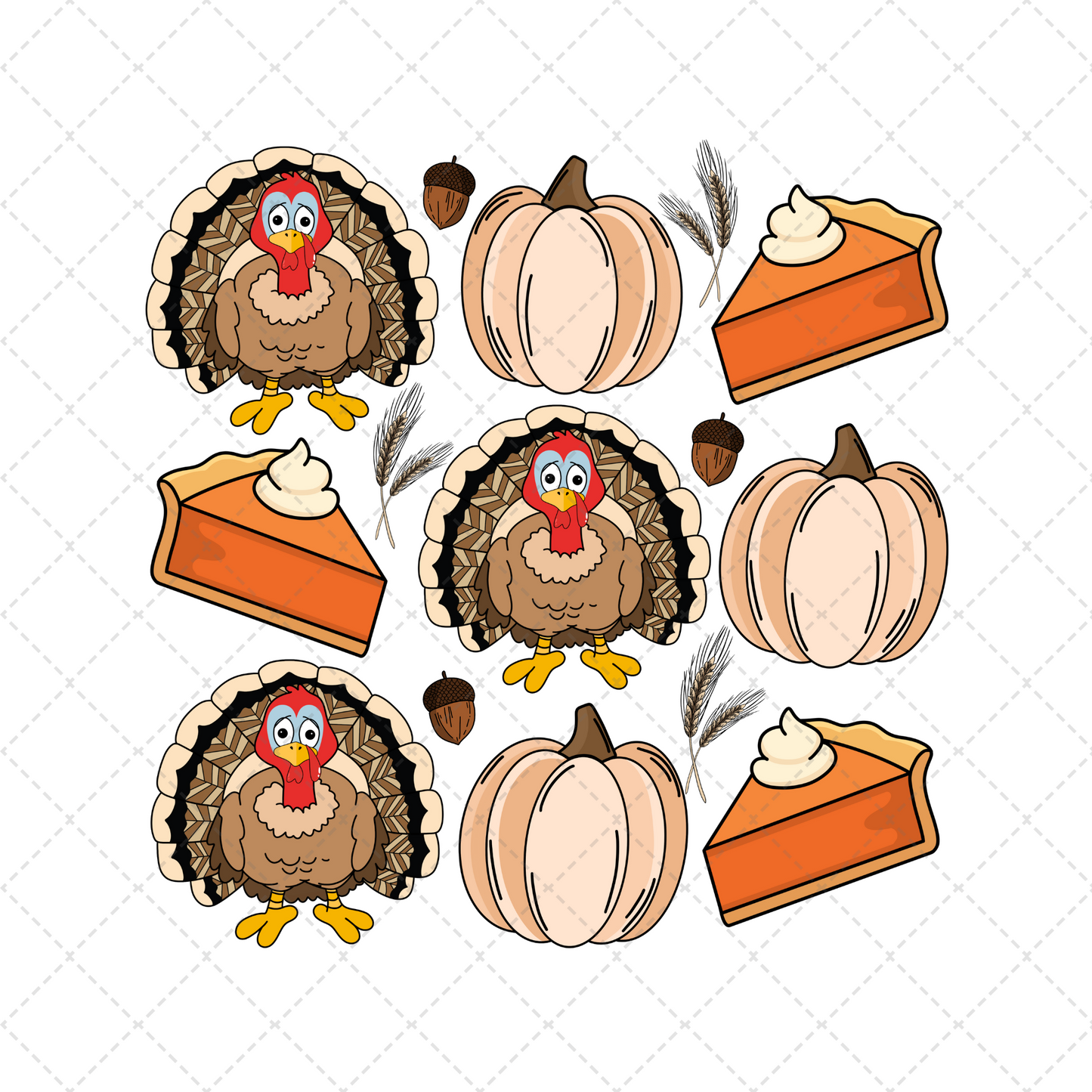 Turkey And Pie Grid Transfer