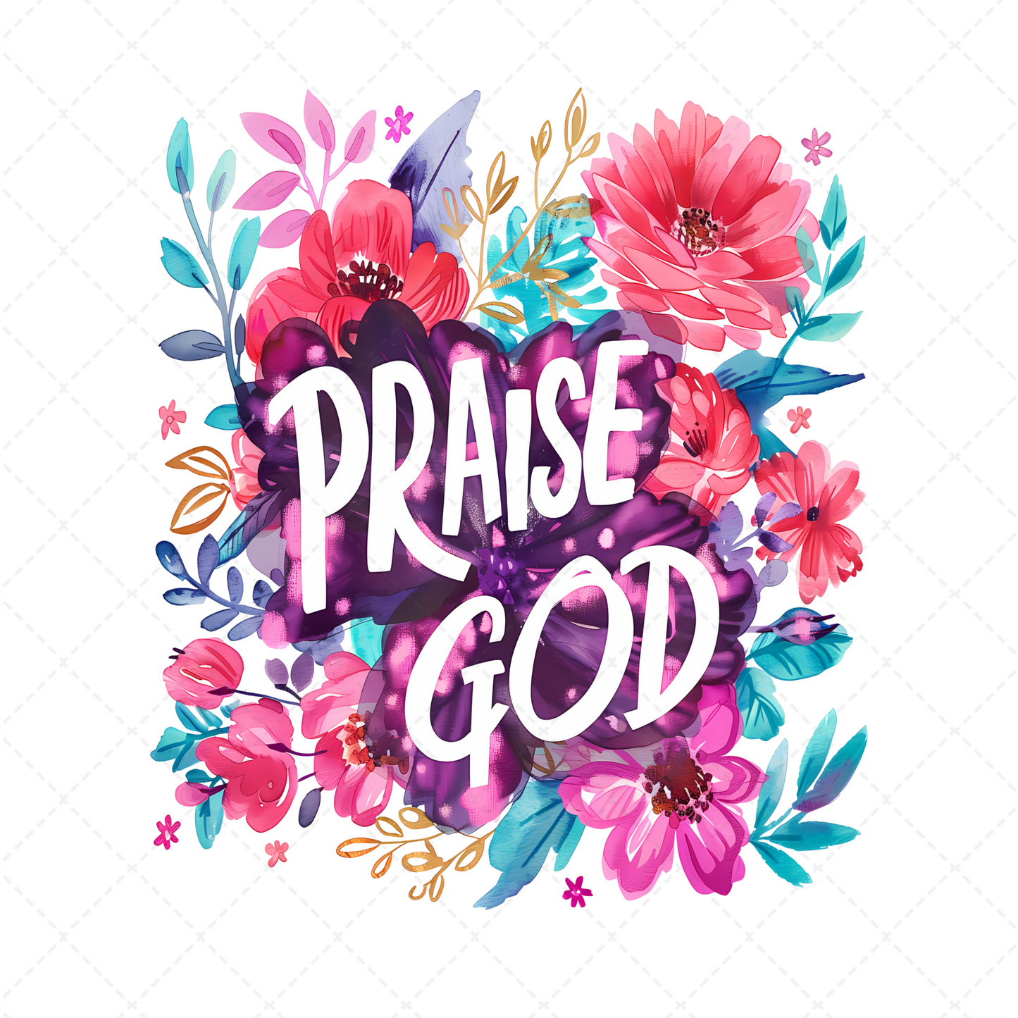 Praise God Floral Transfer ** TWO PART* SOLD SEPARATELY**