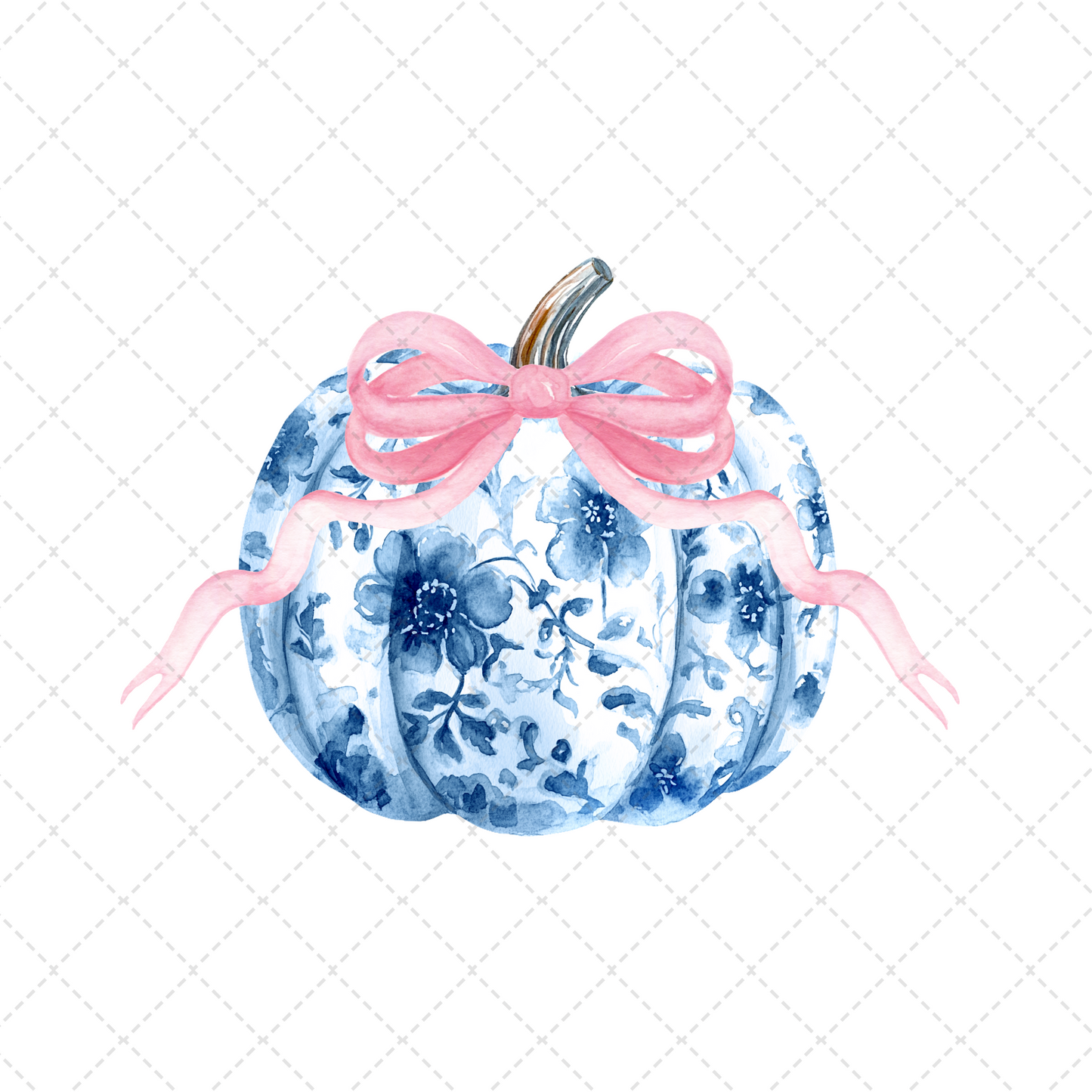 Blue Floral Coquette Pumpkin Transfer