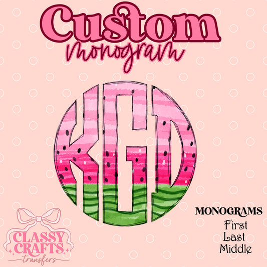 Watermelon - Custom Monogram Transfer