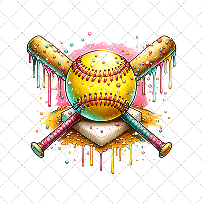 Softball Bats And Sprinkles Transfer