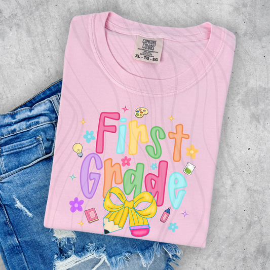 1st Grade Bright Coquette Transfer