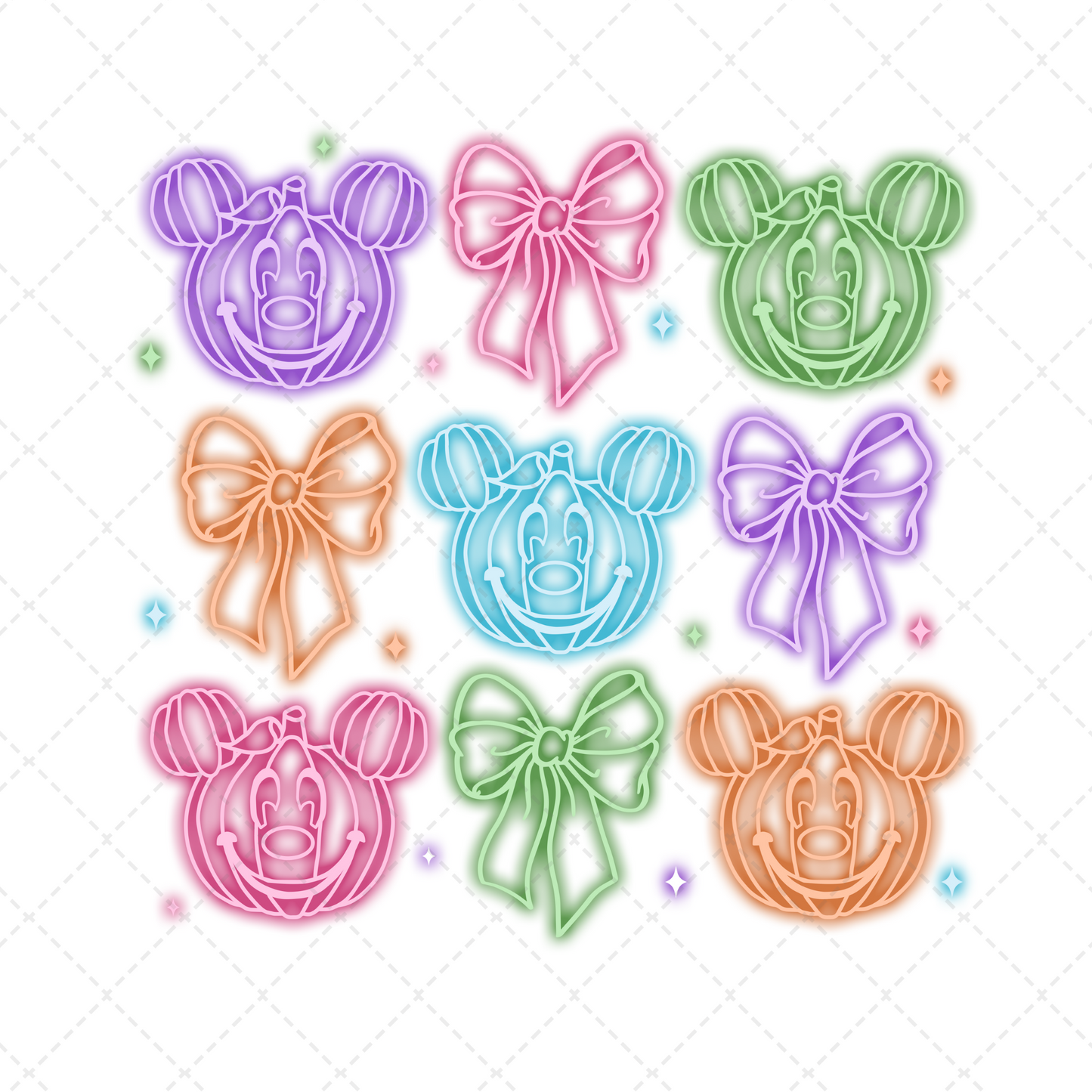 Neon Mouse Pumpkin Coquette Transfer