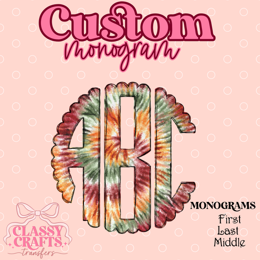 Fall Tie Dye - Custom Monogram Transfer