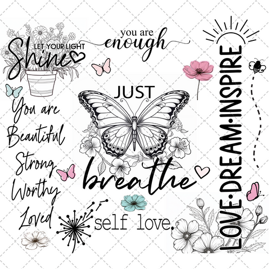 Just Breathe Butterfly Tumbler Wrap - Sublimation Transfer