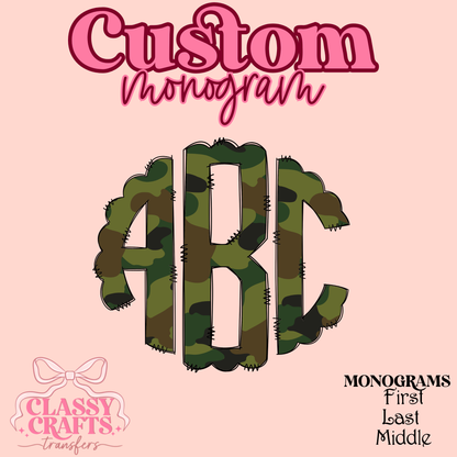 Army Camo - Custom Monogram Transfer