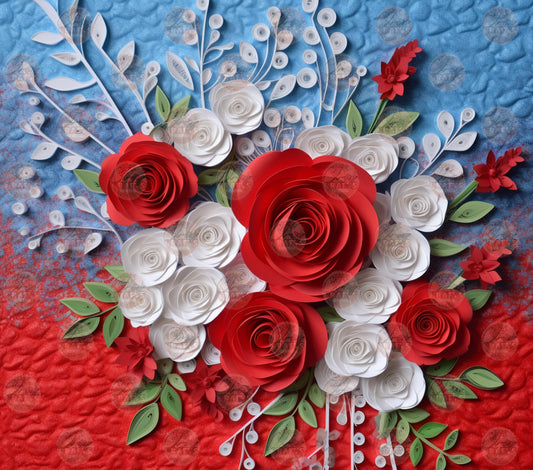 3D Patriotic Floral Tumbler Wrap - Sublimation Transfer