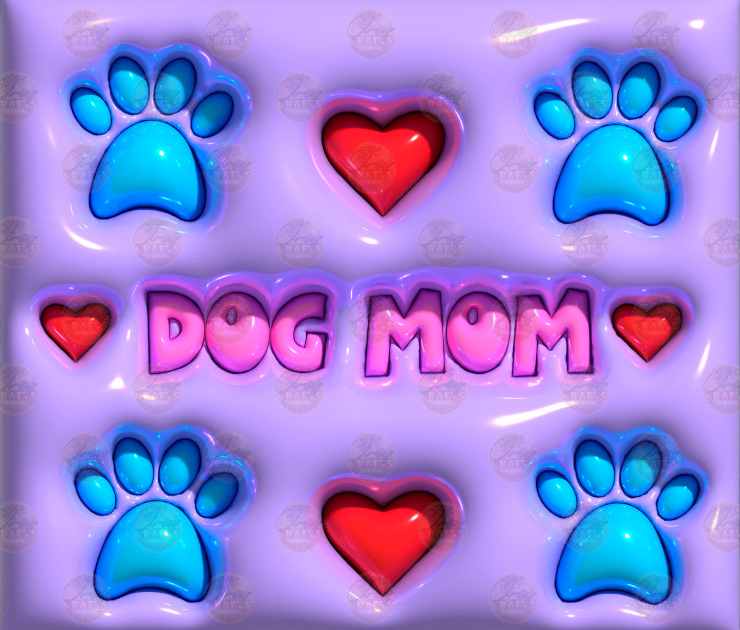 3D Puff Dog Mom Tumbler Wrap - Sublimation Transfer