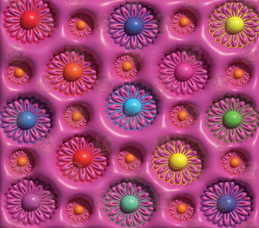 3D Puff Multicolor Floral Tumbler Wrap - Sublimation Transfer