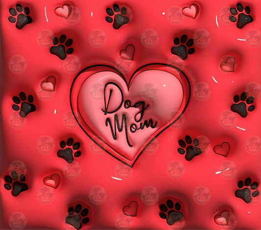 3D Puff Red Dog Mama Tumbler Wrap - Sublimation Transfer