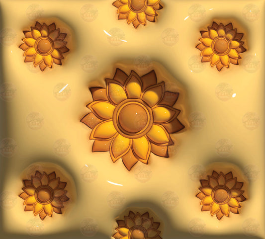 3D Puff Boho Sunflower Tumbler Wrap - Sublimation Transfer