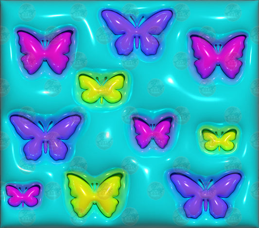 3D Puff Butterfly Tumbler Wrap - Sublimation Transfer