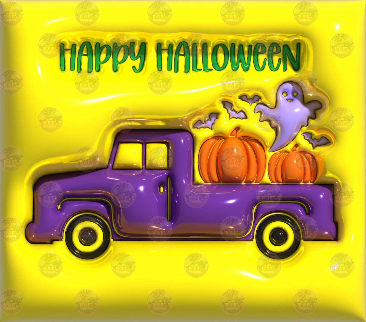 3D Puff Happy Halloween Tumbler Wrap - Sublimation Transfer