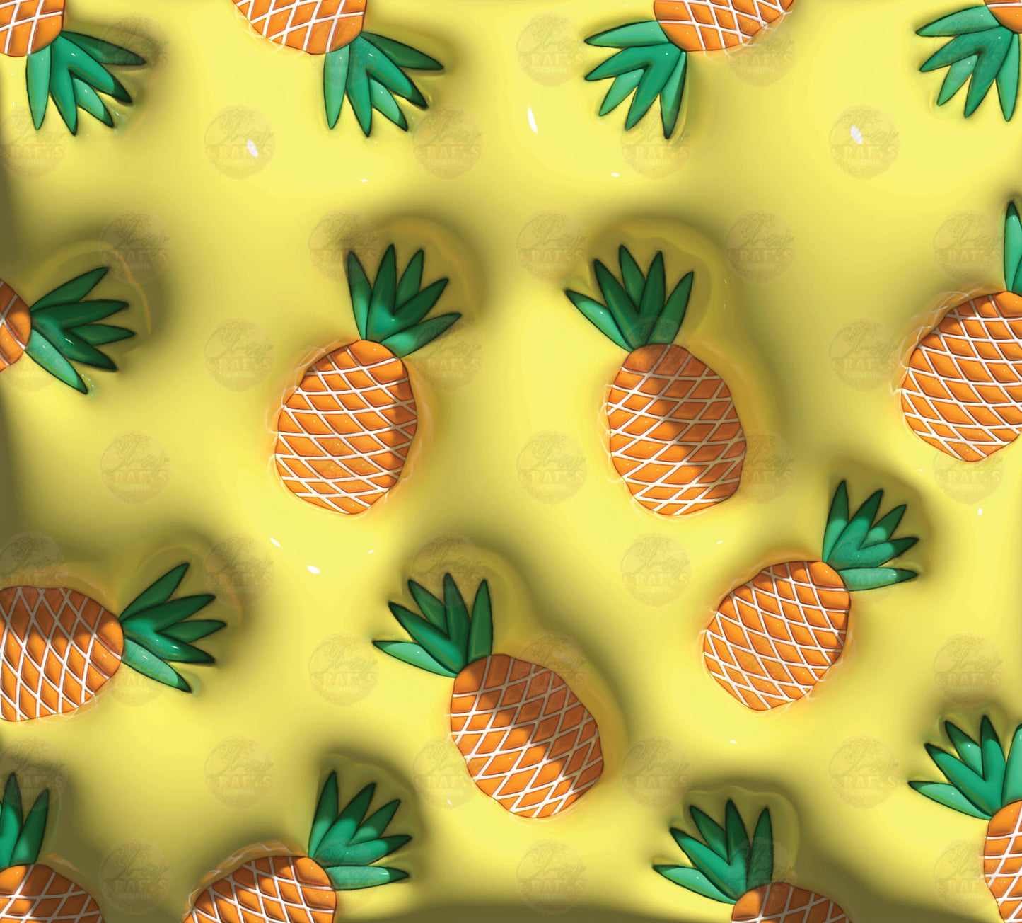 3D Puff Pineapple Tumbler Wrap - Sublimation Transfer