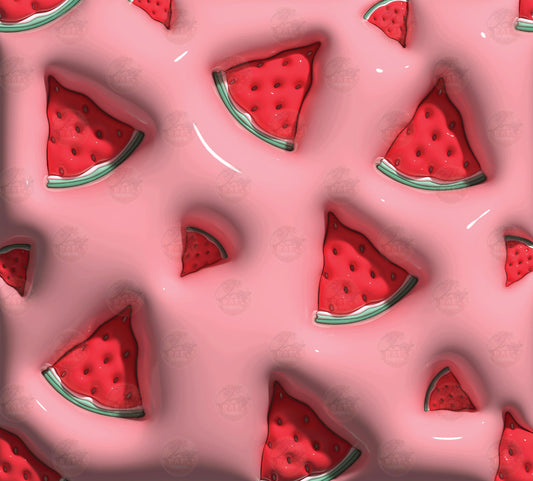 3D Puff Watermelon Pieces Tumbler Wrap - Sublimation Transfer