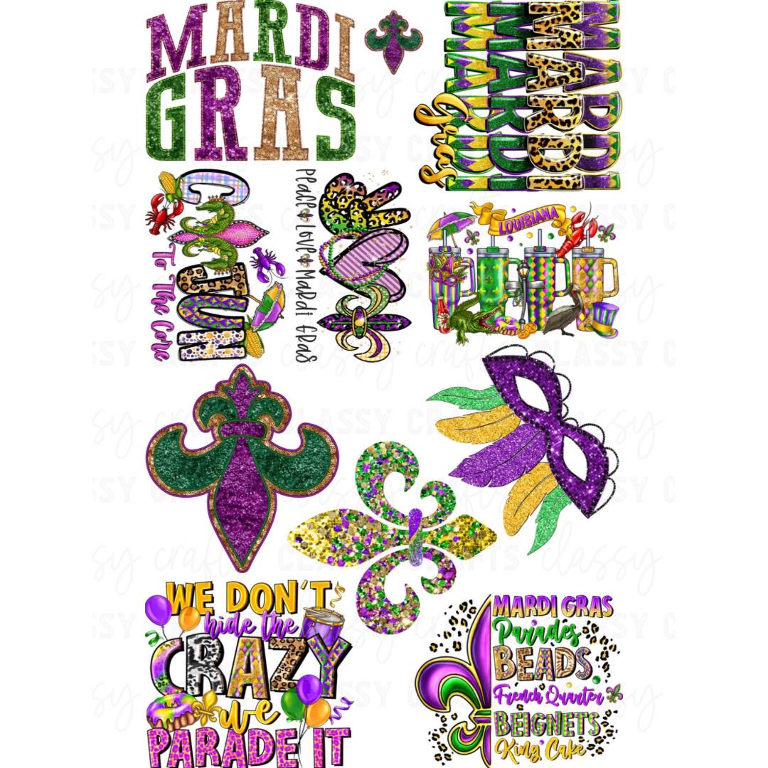 Mardi Gra - 30x48 - PRE MADE GANG SHEET