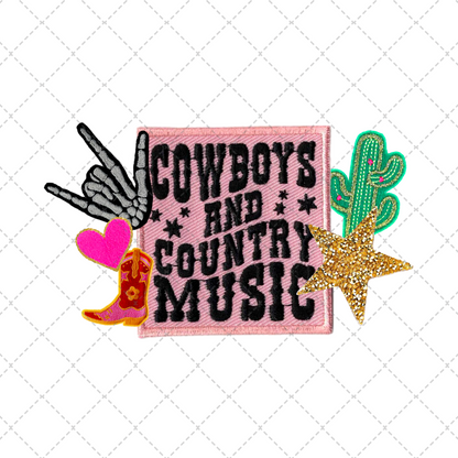 Cowboys & Country Music Faux Patch Transfer