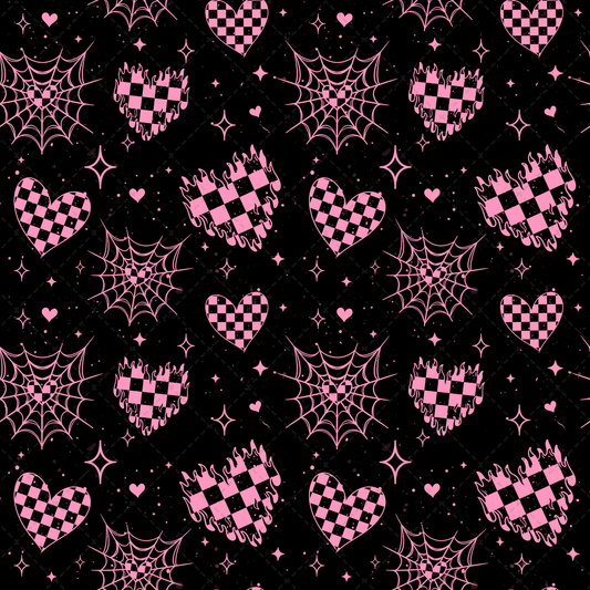 Pink On Black Checker Flame Seamless - Sublimation Transfer