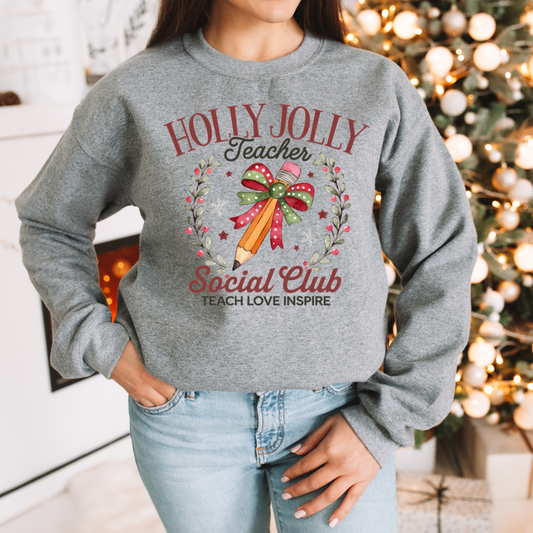 Holly Jolly Teacher Social Club Teach Love Inspire Transfer