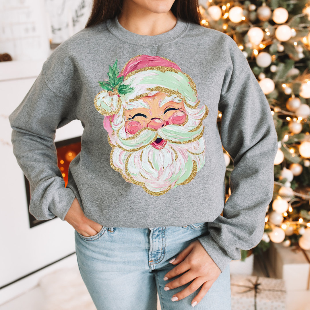 Preppy Pink Santa Transfer