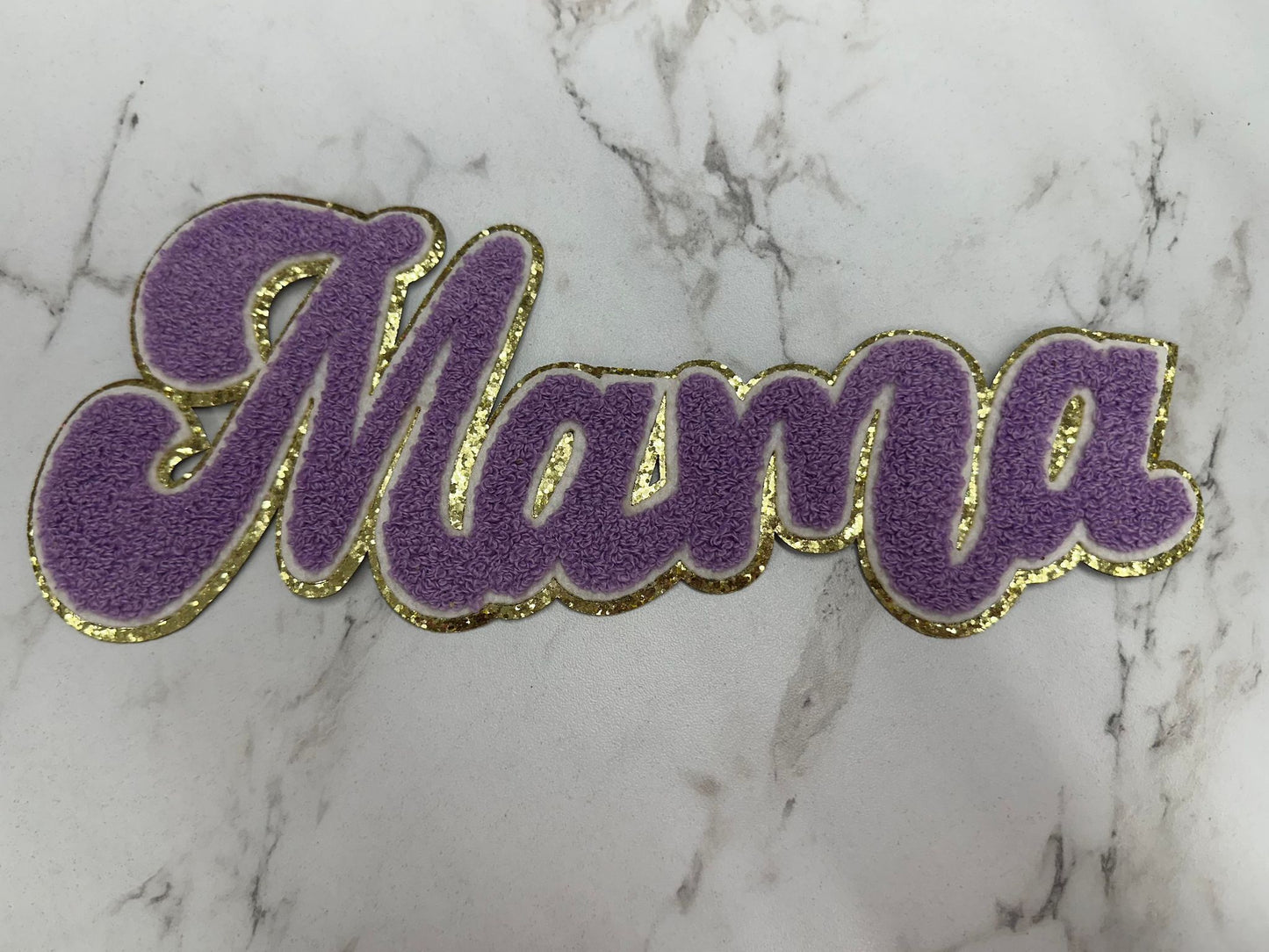 Mama  -  Iron On Patches 11 Inches Wide  **PURPLE**