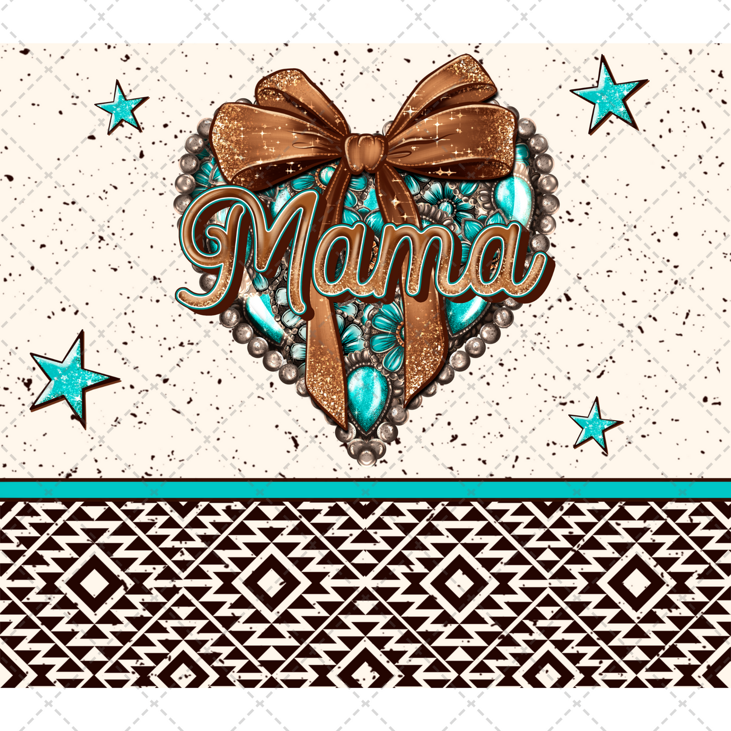 Turquoise Mama Heart - Sublimation Tumbler Transfer