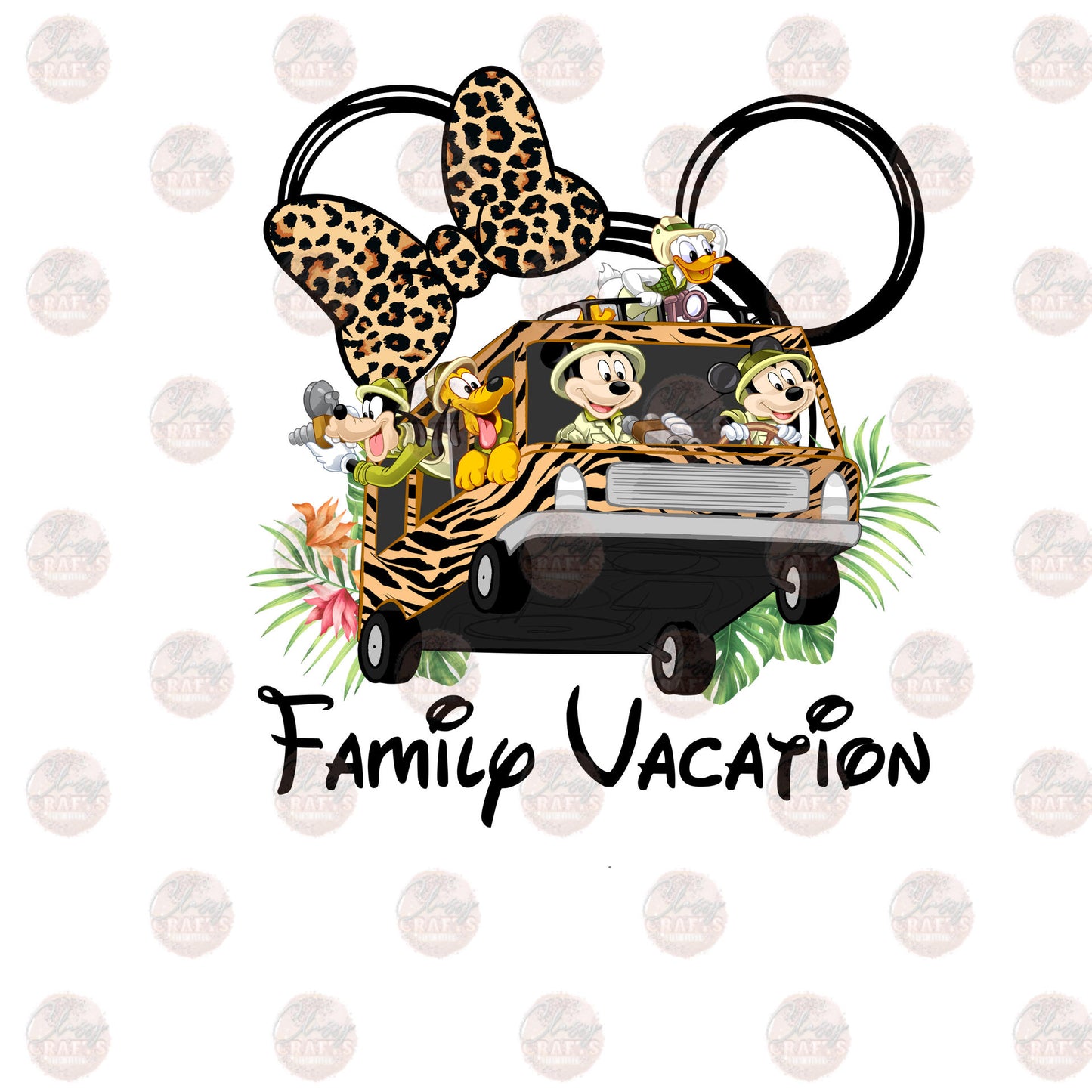 Family Vacation Leopard Bow Transfer