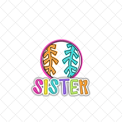 Bright Dotty Baseball Sister Transfer ** TWO PART* SOLD SEPARATELY**