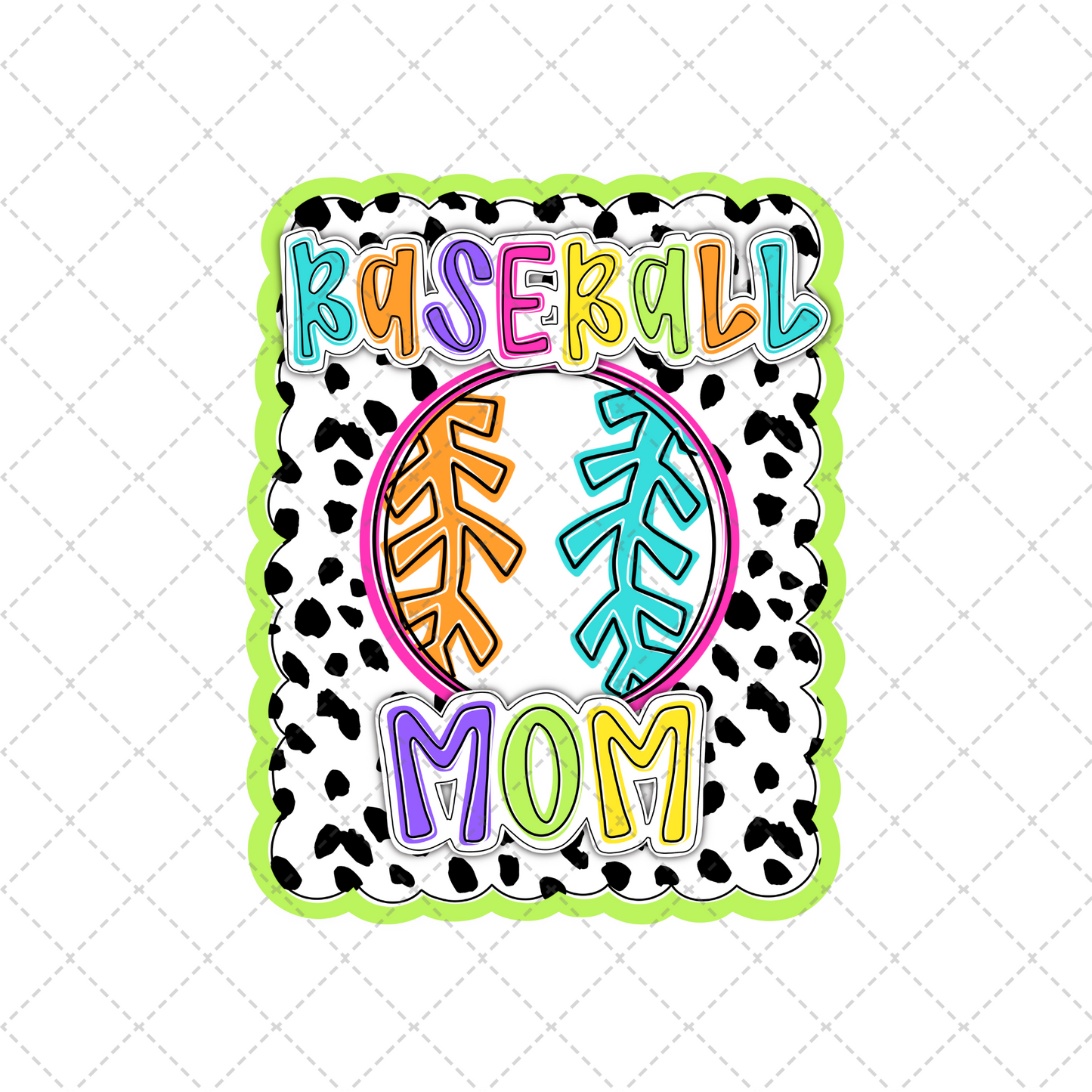 Bright Dotty Baseball Mom Transfer ** TWO PART* SOLD SEPARATELY**