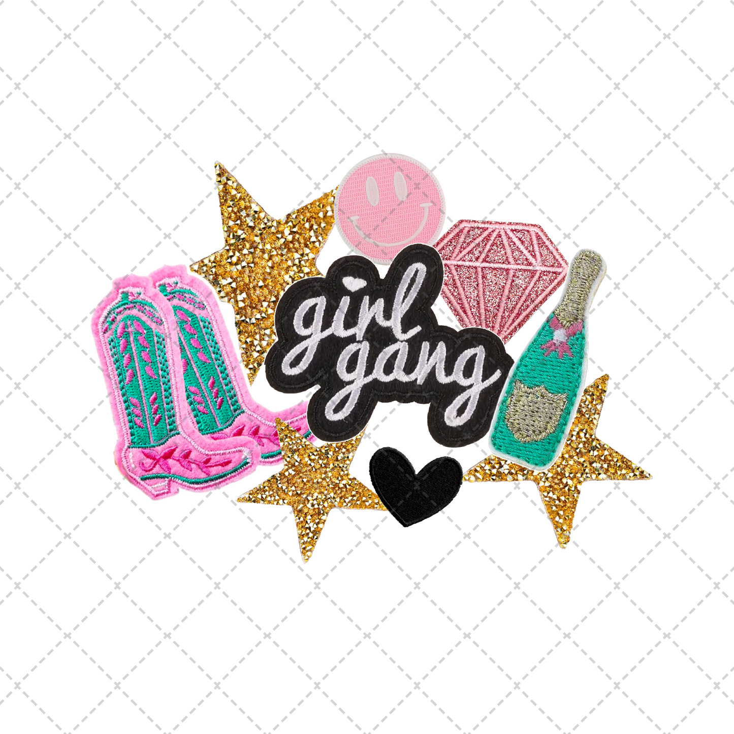 Girl Gang Pink Boots Faux Patch Transfer