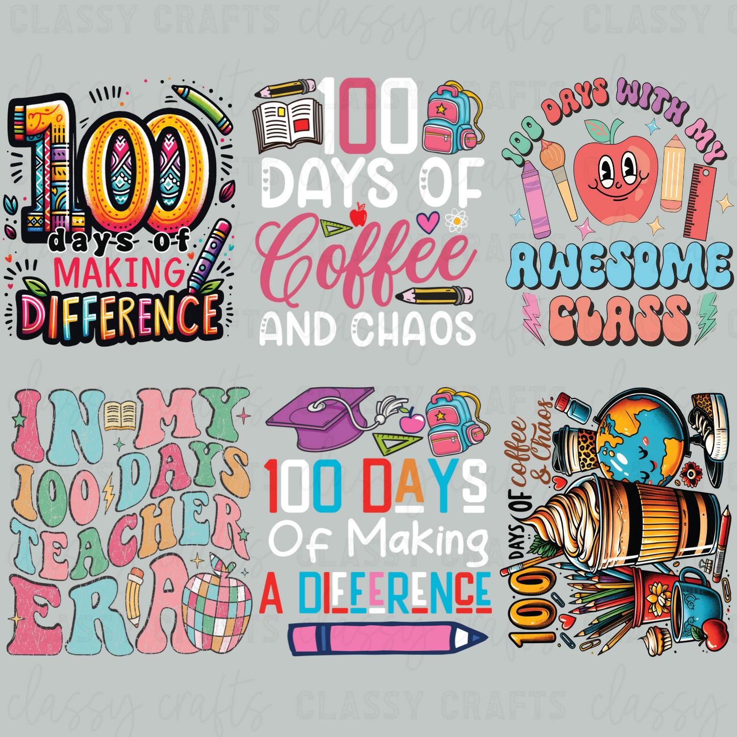 Teacher 100 Days - 30x24 -PREMADE GANG SHEET