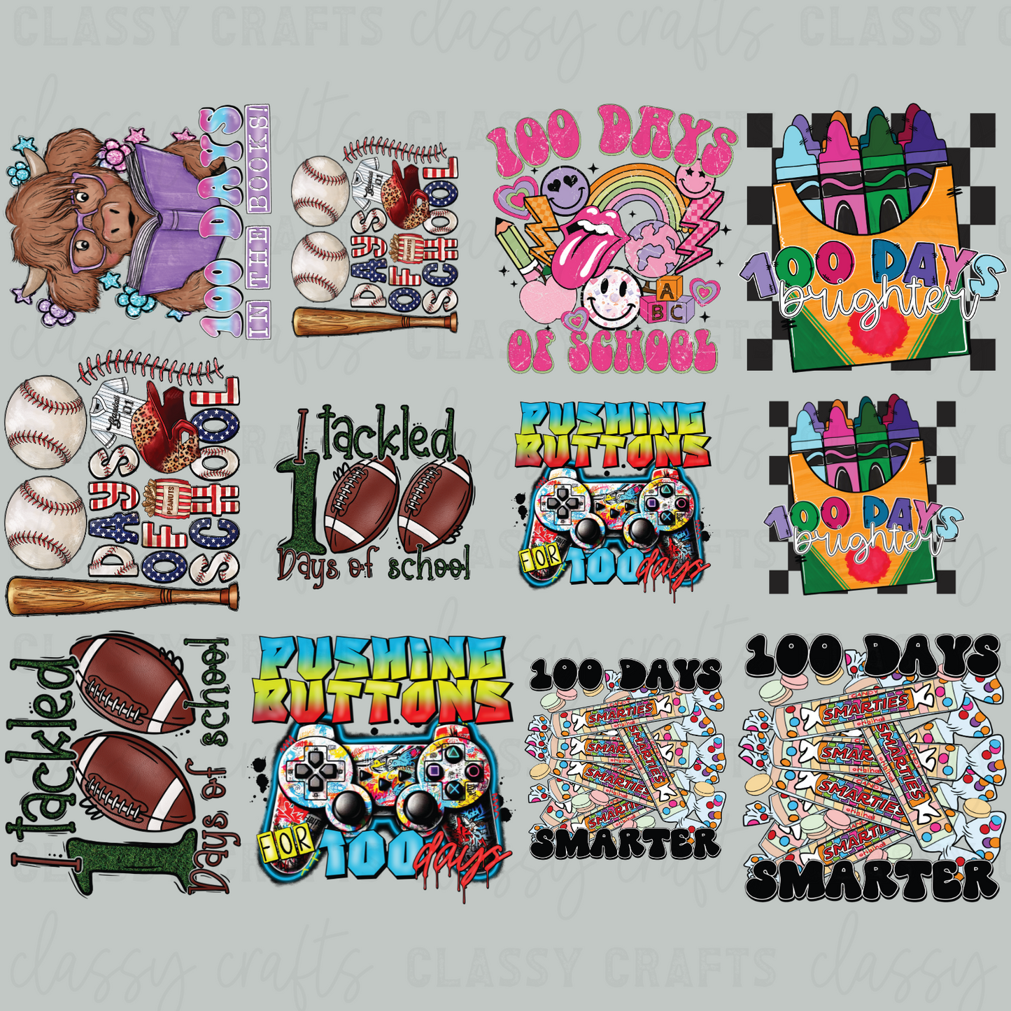 Youth & Toddler 100 Days - 30x24 -PREMADE GANG SHEET