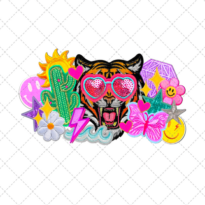 Girly Tiger Sunglasses Faux Patch Transfer