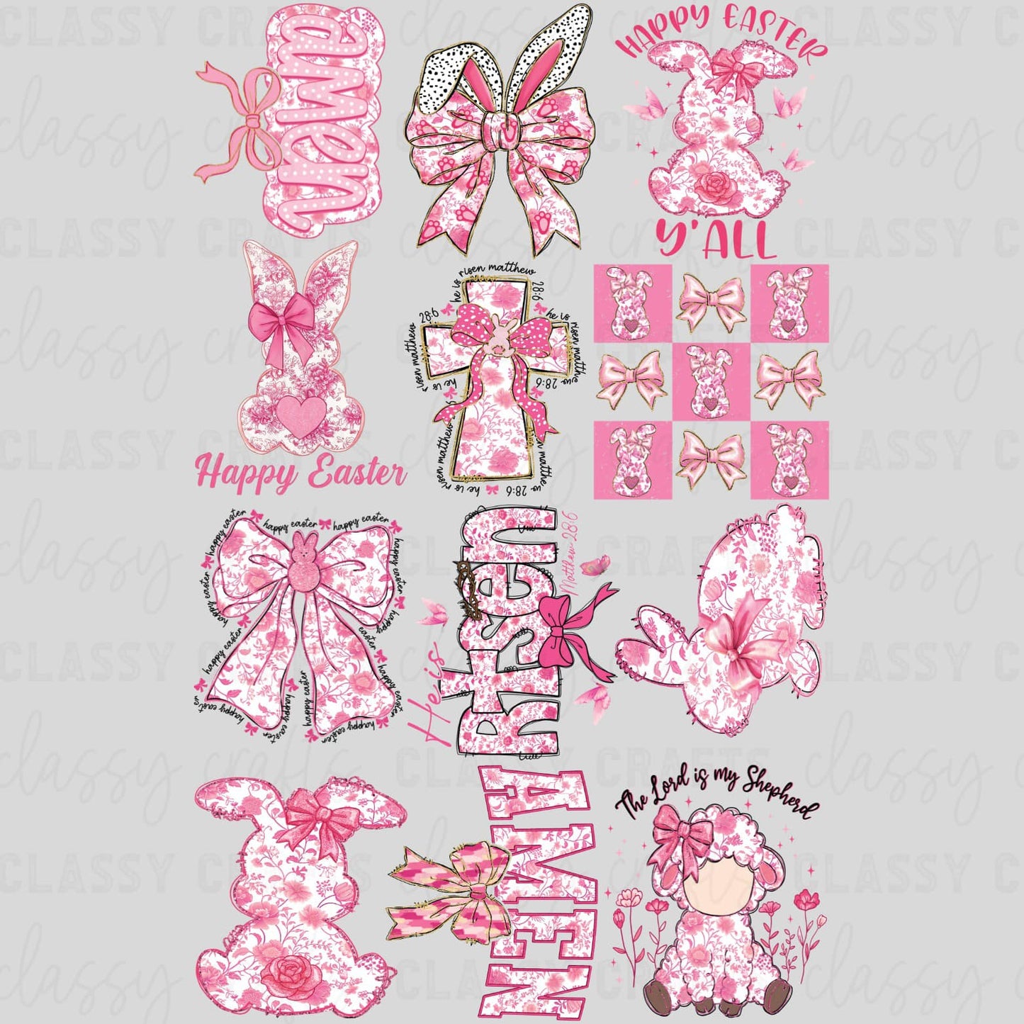 Pink Preppy Floral Easter - 30x48 - PREMADE GANG SHEET