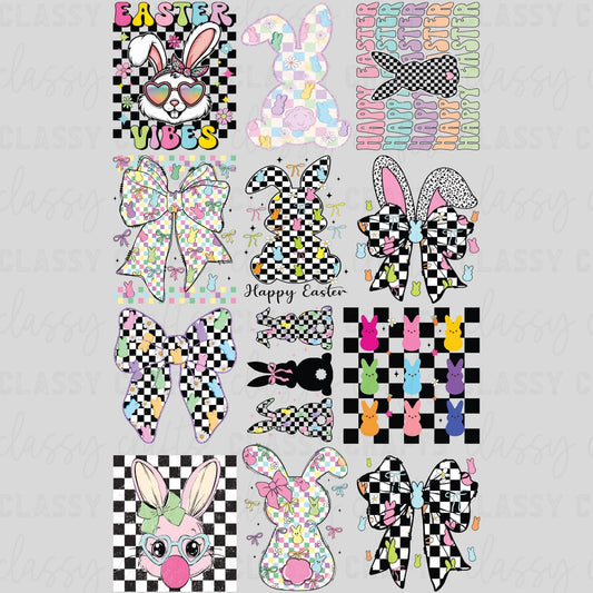 Retro Checkered Easter - 30x48 - PREMADE GANG SHEET