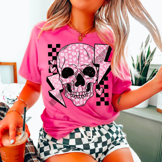 Lace Checkered Skull Transfer