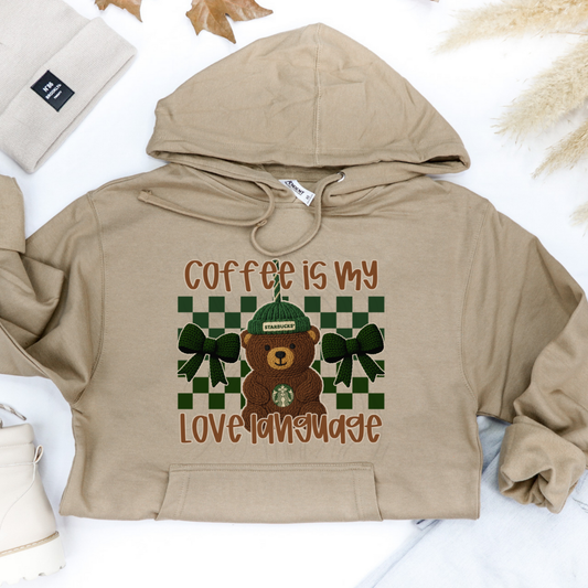 Coffee Love Language SB Bear Faux Yarn Transfer
