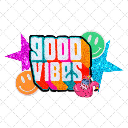 Smiley Good Vibes Faux Patch Transfer