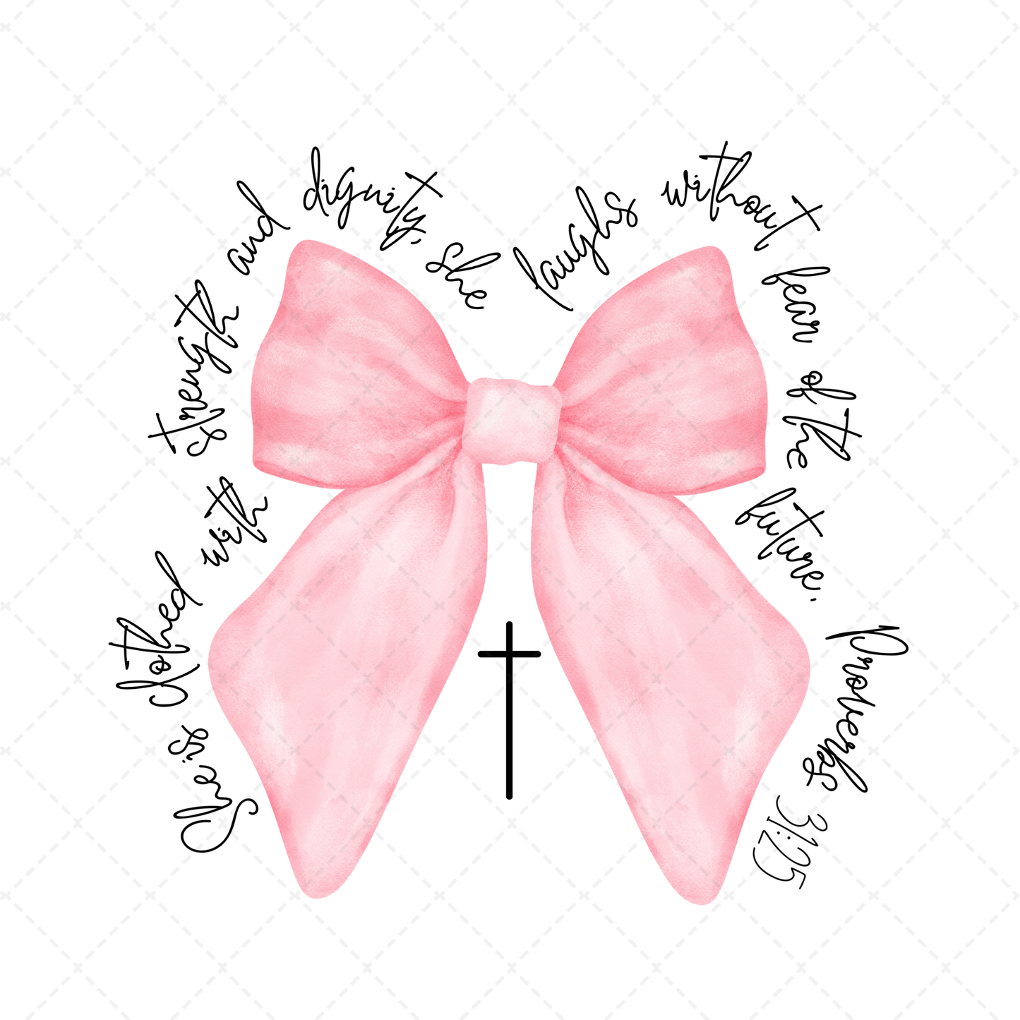 Bible Verse Light Pink Bow Transfer