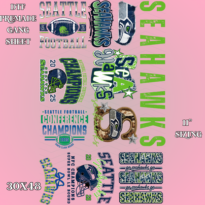 SEA NFC CHAMPS - 30x48 - PREMADE GANG SHEET