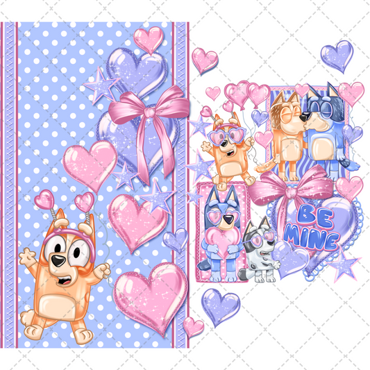 Be Mine Character Pups - Sublimation Tumbler Transfer