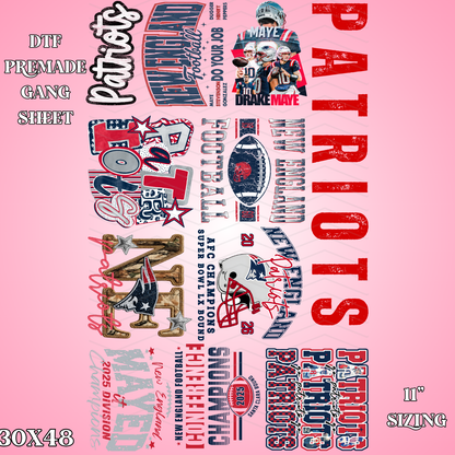 PATS AFC CHAMPS - 30x48 - PREMADE GANG SHEET