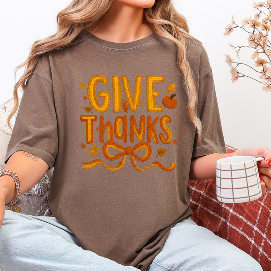 GIVE THANKS COQUETTE FAUX YARN TRANSFER