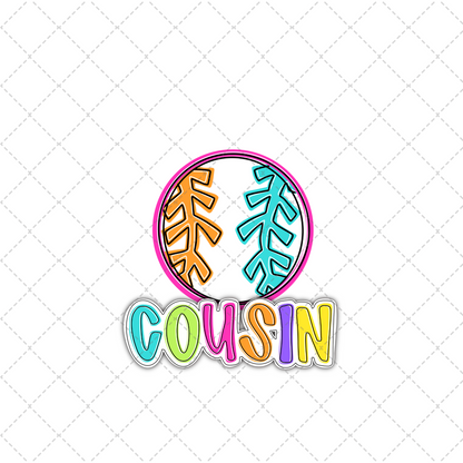 Bright Dotty Baseball Cousin Transfer ** TWO PART* SOLD SEPARATELY**