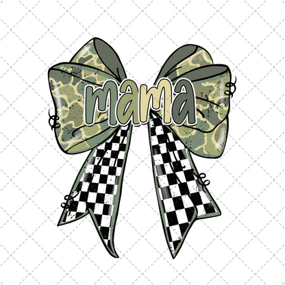 Camo Mama Checkered Bow Transfer