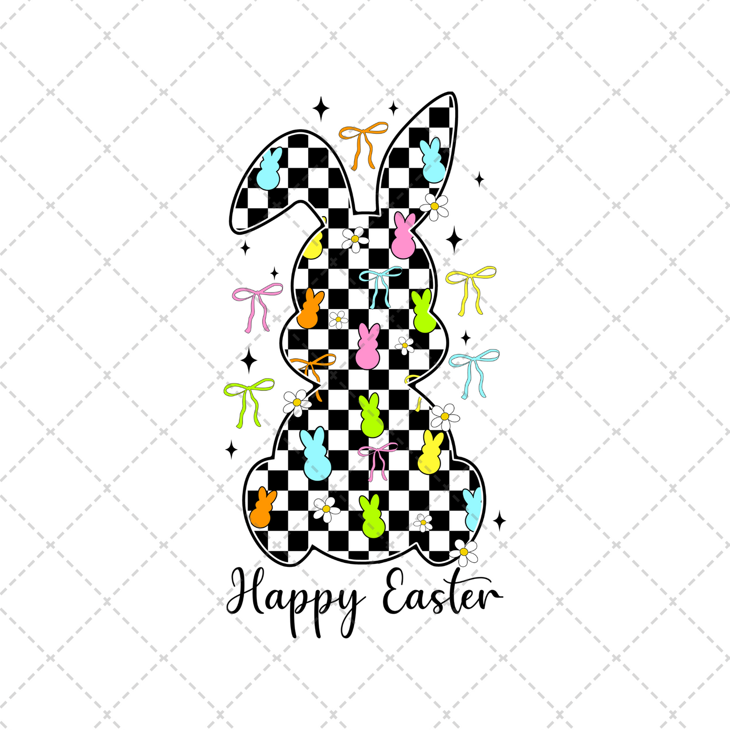 Retro Checkered Happy Easter Transfer