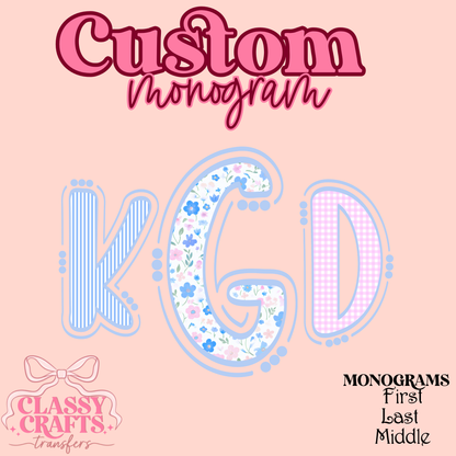 Preppy Grandmillennial  - Custom Monogram Transfer
