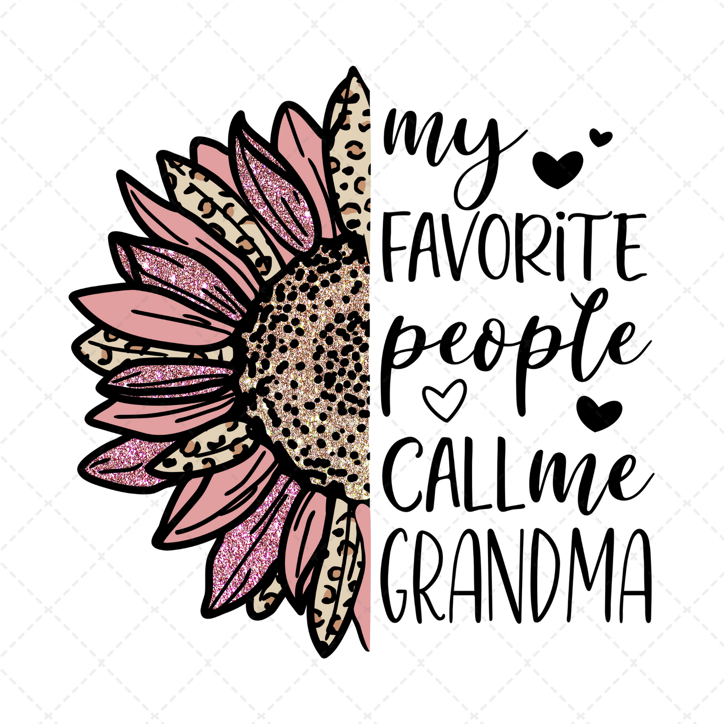 Grandma Sunflower Leopard Pink Transfer